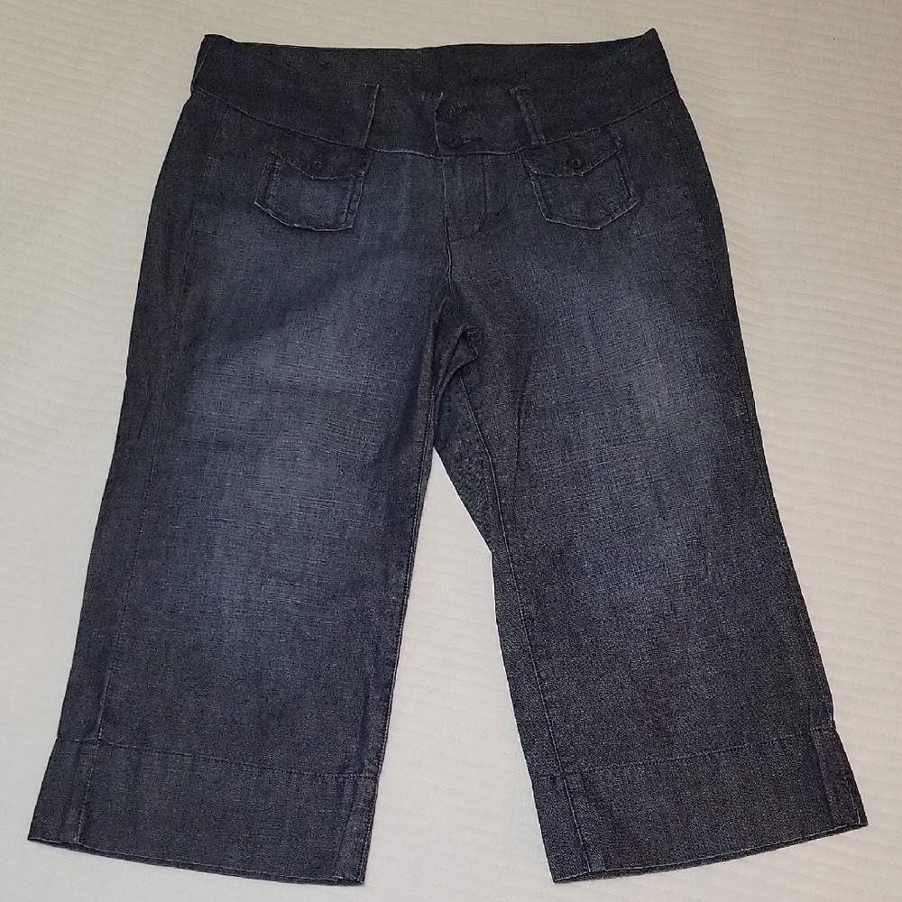 Lucky Brand Women Dark Wash Denim Capri Wide Leg Gaucho Pants Size 8/29